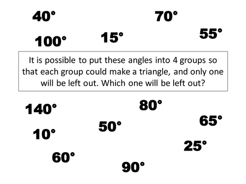 KS3 Maths Angles in triangle starter puzzle