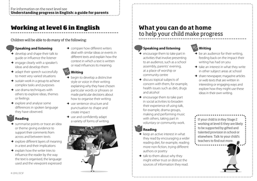 Level 6 progress - English
