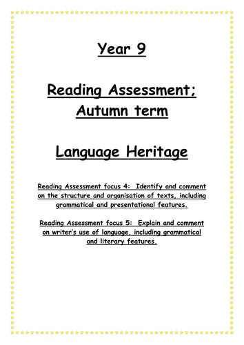 Year 9 assessment - Language heritage
