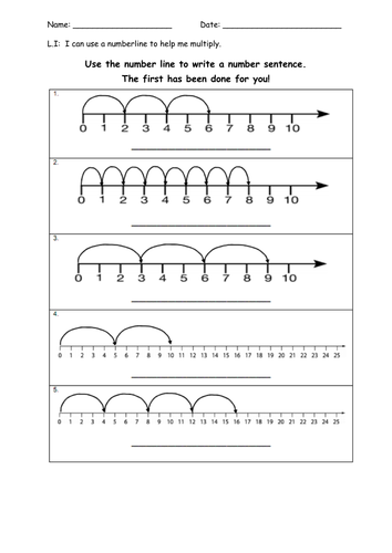 multiplication using a numberline teaching resources