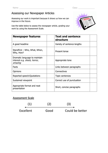 Assessing A Newspaper Article