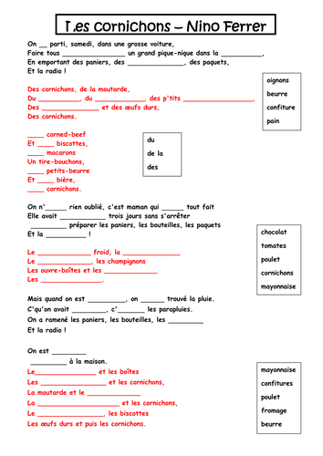 Song Les Cornichons by Nino Ferrer