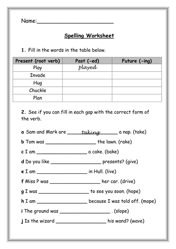 Past & Future Tense Spellings (-ed and -ing verbs) by 