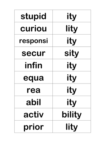 Suffix -ity endings