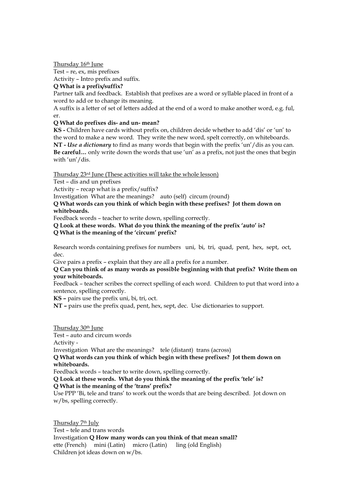 Spelling lessons - prefixes