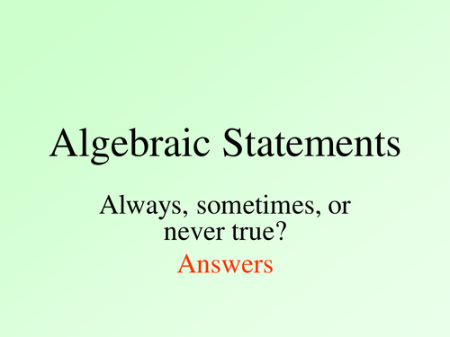 KS4 Maths Activity for Algebra Revision