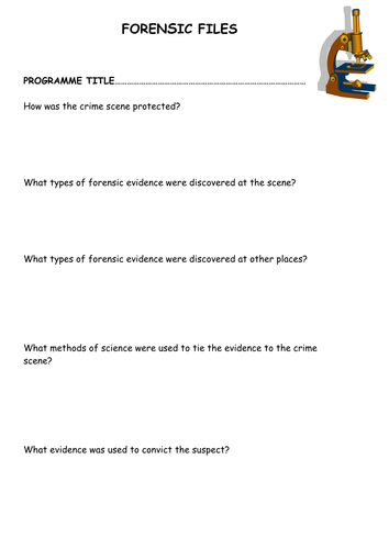 Scene of crime worksheet