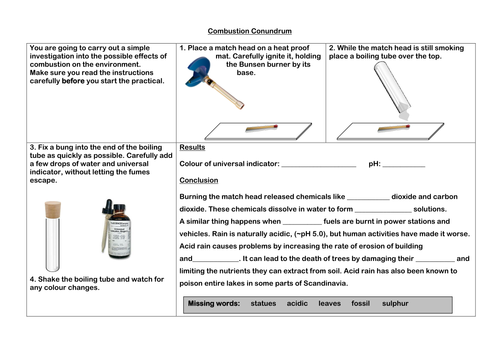 Combustion Conundrum - Acid Rain Practical