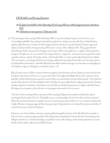 Sanctity of life essay picture