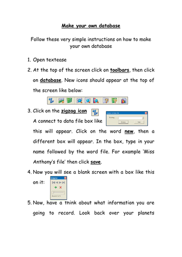 Explanation of how to make a textease database