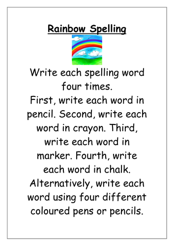 Rainbow Spellings | Teaching Resources