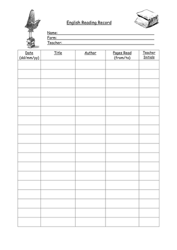 Reading Record Pro-forma