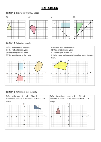 Colourful Worksheet on Reflections