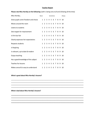Teacher's Report