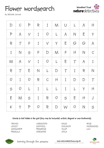 Flowers - Flower Wordsearches