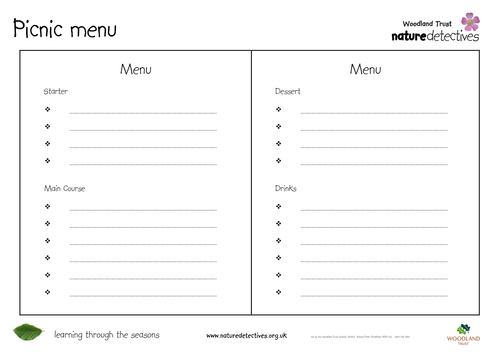 Picnic Menu