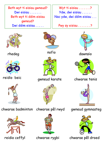 Welsh - Sports (chwaraeon) vocabulary sheet