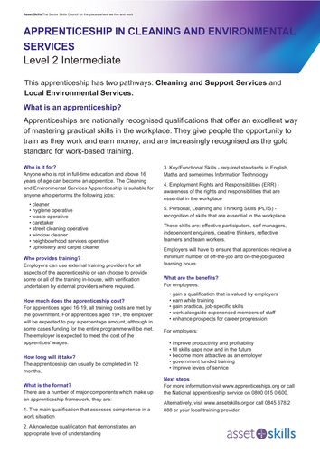 Cleaning and Environmental Services Apprenticeship