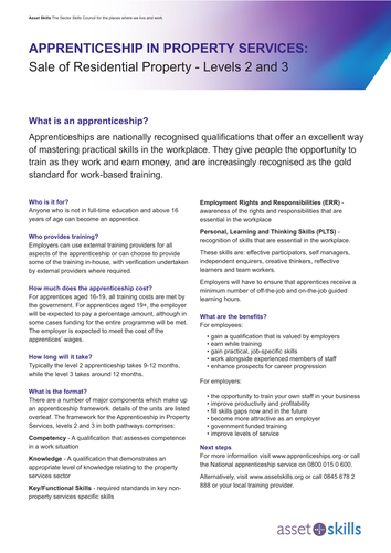 Sale of Residential Property Apprenticeship
