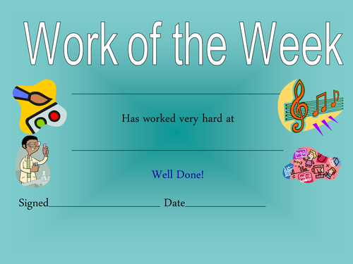Work of the week certificate