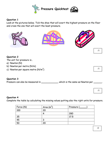 Pressure In Fluids Worksheet