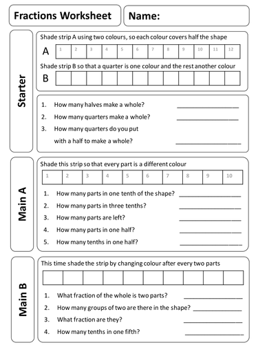 Basic Fractions Worksheet | Teaching Resources