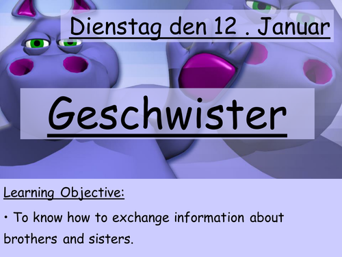 Geschwister - Follow on from intro lesson