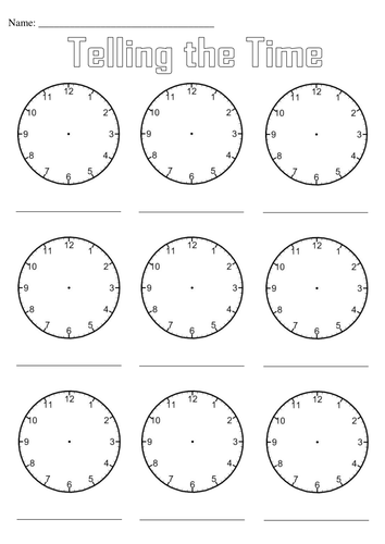 blank clocks for telling the time teaching resources