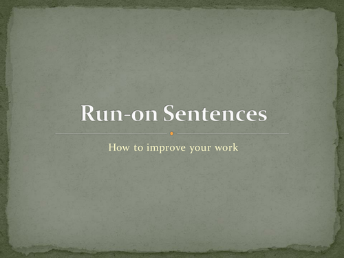 Run-on Sentences Lesson Plan