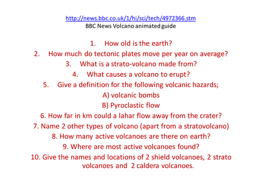 Volcano revision factfile