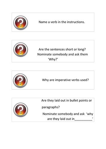 Lesson for writing instructions.