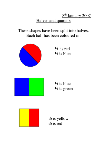 Information sheet about fractions of 2d shapes