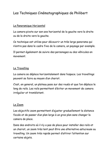 Film Techniques Nicolas Philibert