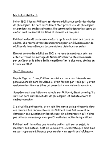 Nicolas Philibert Background Info