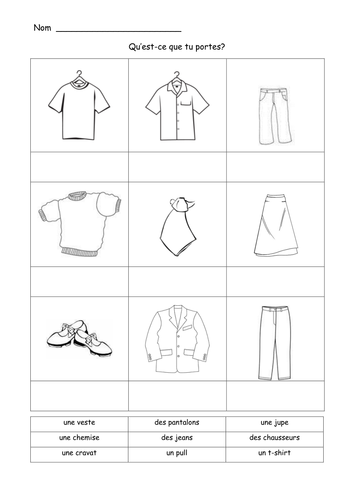 Qu'est-ce que tu portes? - label pictures