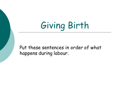 Giving Birth Sequencing activity