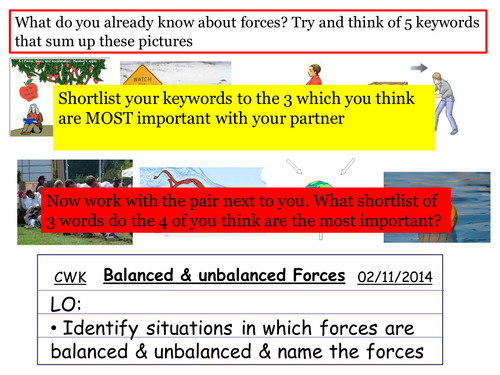 Balanced & unbalancd forces powerpoint