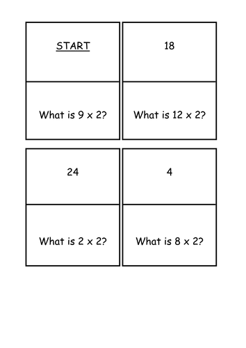 2, 3 and 10 times tables loop card game