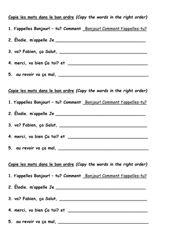 Greetings & Names Worksheet