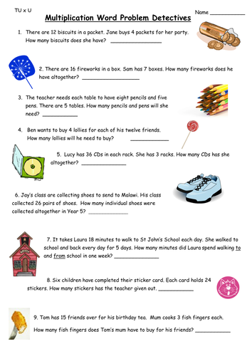Multiplication Word Problems By Ali273 Teaching Resources Tes