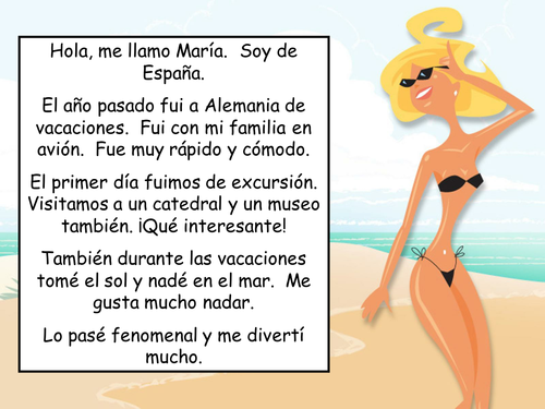 Las Vacaciones - reading comprehension game