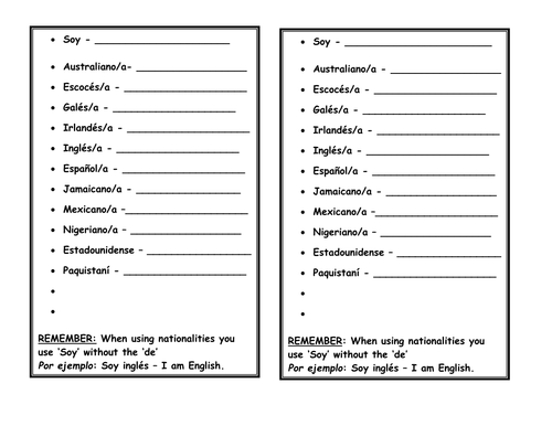 Cual Es Tu Nacionalidad Teaching Resources