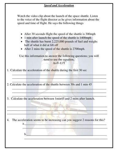 Space shuttle acceleration