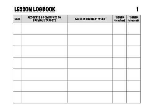 Instrumental Lesson Logbook