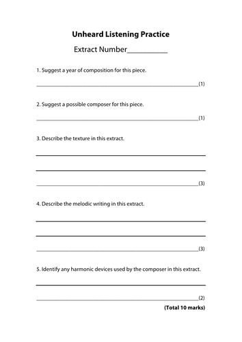 Unheard Listening Prompts for A2 Music