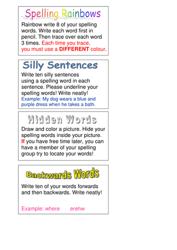 Primary English Sensational Spelling Ideas Tes