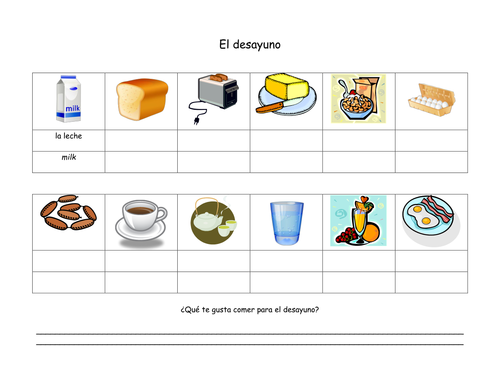 Qué Comes Para El Desayuno? - WORKSHEET