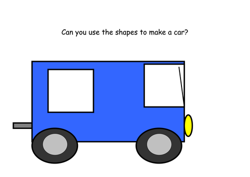 Click and drag shapes to make a car