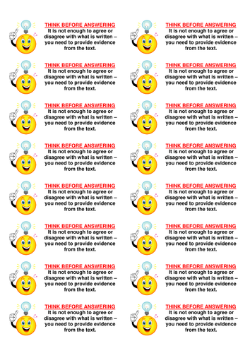 Stickers to use when marking comprehension work.