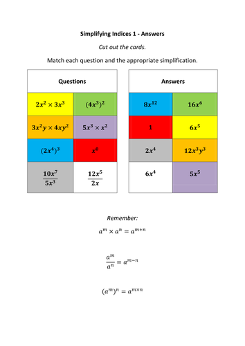 Simplifying Indices Match Up